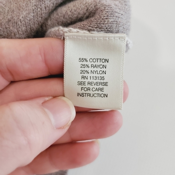 1087 * Leo & Nicole Lace Front Sweater Tan White Size L - Picture 4 of 9